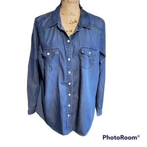 Torrid Plus Chambray Shirt Sz 1 14/16 1x- dark wash denim